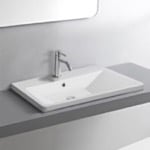 Scarabeo 4004/D Drop In Modern Bathroom Sink, Rectangular, Ceramic